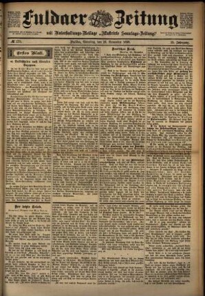 Erste Ausgabe vom Samstag, den 26. November 1898.