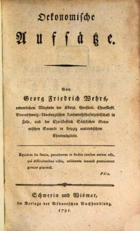 Oekonomische Aufsätze