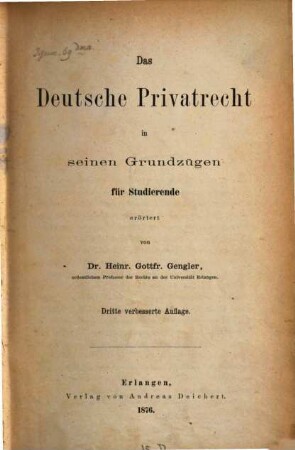 Das deutsche Privatrecht in seinen Grundzügen