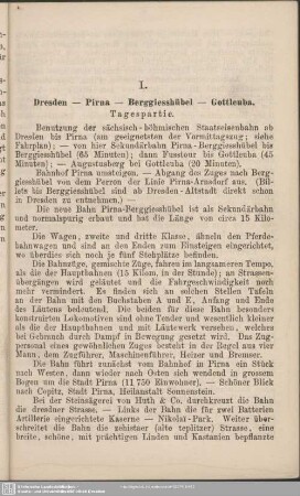 I. Dresden - Pirna - Berggiesshübel - Gottleuba. Tagespartie