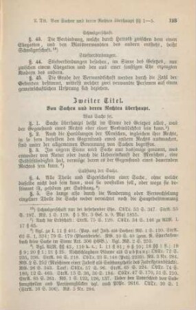 Zweiter Titel. Von Sachen und deren Rechten überhaupt
