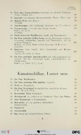 Kunstmobiliar, Luster usw. (Nr. 87-156)
