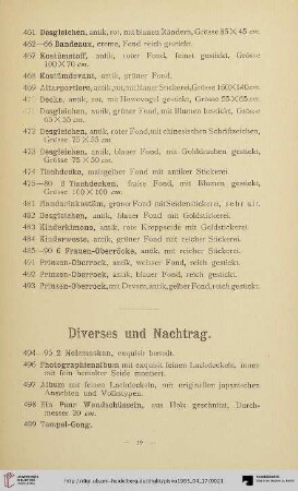 Diverses und Nachtrag (Nr. 494-527)