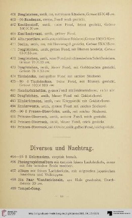 Diverses und Nachtrag (Nr. 494-527)