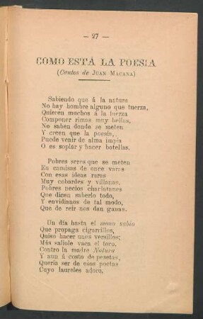 Como está la poesía : (Cantos de Juan Macana)