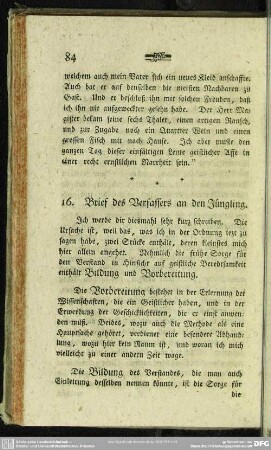 16. Brief des Verfassers an den Jüngling