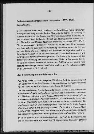 Ergänzungsbibliographie Rolf Italiaander, 1977 - 1983
