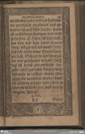 LVII. Gebet in Creutz, Wiederwertigkeit und anfechtung