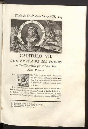 Capitulo VII. Titulos del Señor Don Juan Primero.