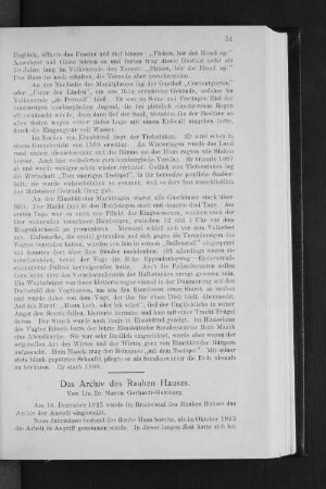 Das Archiv des Rauhen Hauses.