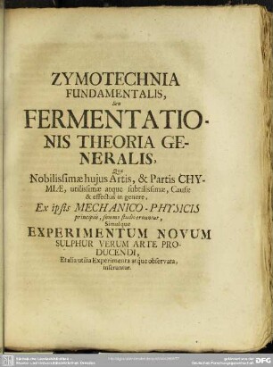 Zymotechnica Fundamentalis, Seu Fermentationis Theoria Generalis, ...