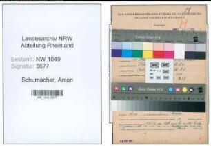 Entnazifizierung Anton Schumacher , geb. 14.10.1904 (Finanzbeamter)