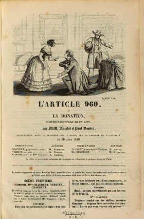 L' article 960, ou la donation : comédie-vaudeville en un acte