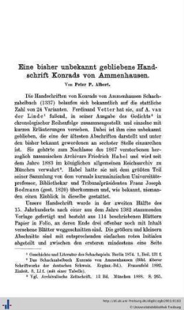 Eine bisher unbekannt gebliebene Handschrift Konrads von Ammenhausen.