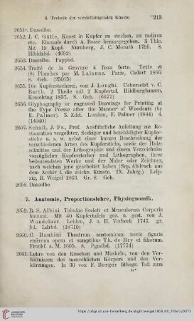 7. Anatomie, Proportionslehre, Physiognomik (Nr. 2659 - 2755)