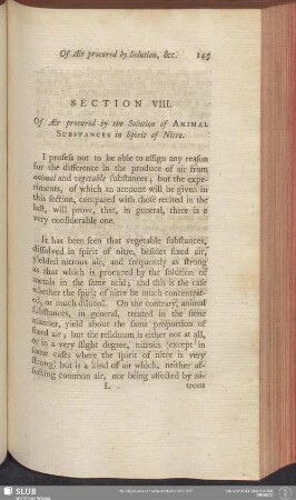 Section VIII. Of Air procured by the Solution of Animal Substances in Spirit of Nitre