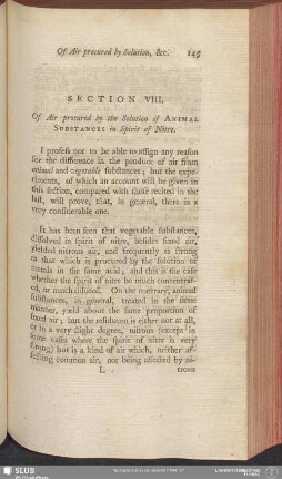 Section VIII. Of Air procured by the Solution of Animal Substances in Spirit of Nitre