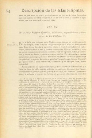Cap. XV. De la falsa Religion Gentilica, idolatrias, supersticiones, y otras cosas de los Filipinos