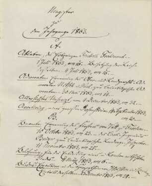 Register zu dem Jahrgange 1863
