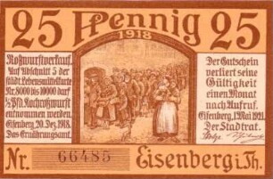 Notgeld der Stadt Eisenberg in Thüringen
