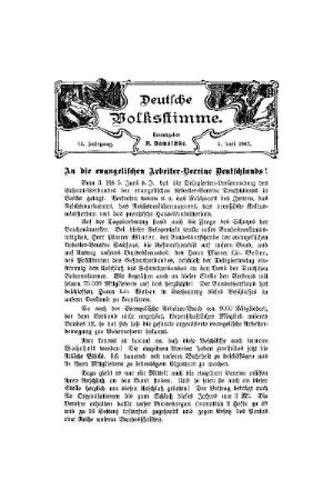 An die evangelischen Arbeiter-Vereine Deutschlands!