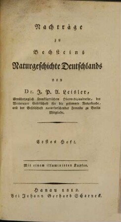 Nachträge zu Bechsteins Naturgeschichte Deutschlands, 1