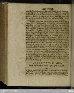 Observatio LXIV. De Libello injuriarum, & ejus requisitis