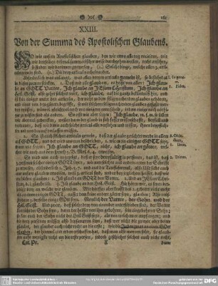 XXIII. Von der Summa des Apostolischen Glaubens