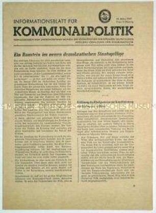 Informationsblatt des SED-Landesvorstandes Sachsen zur Kommunalpolitik
