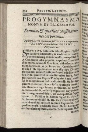 Progymnasma Nonum Et Tricesimum. Somnia, & quatuor constitutiones corporum.