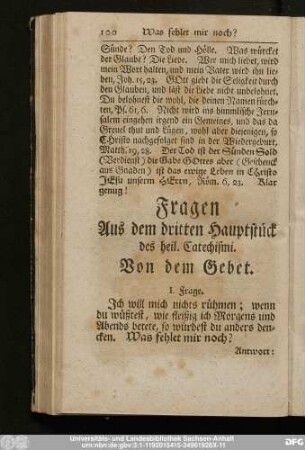 Fragen Aus dem dritten Hauptstück des heil. Catechismi. Von dem Gebet.