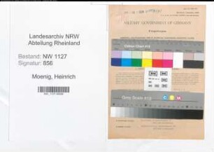 Entnazifizierung Heinrich Moenig , geb. 28.03.1916 (Rendant)