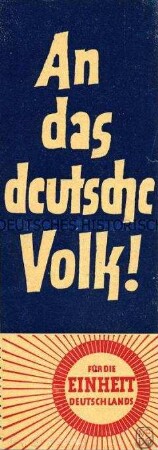 Aufruf des Präsidiums des Deutschen Volksrates zum Volksbegehren 1948 für Einheit und gerechten Frieden