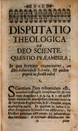 De Deo Sciente : Disputatio Theologica