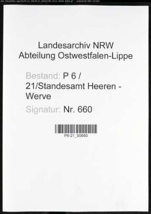 Sterberegister Standesamt Heeren-Werve