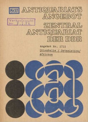 Nr. 1715: Orientalia/Ostasiatica/Africana