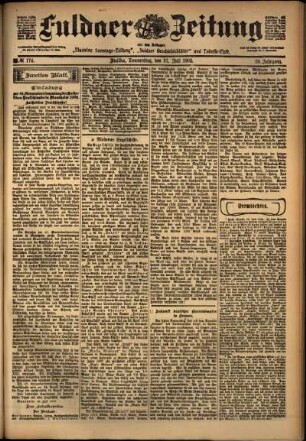 Zweite Ausgabe vom Donnerstag, den 31. Juli 1902.