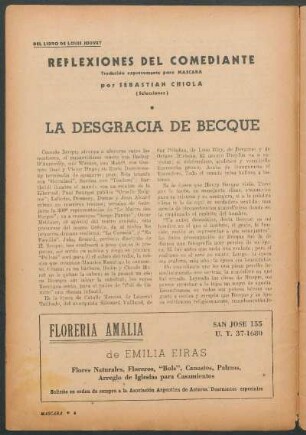 Reflexiones del comediante : La desgracia de becque
