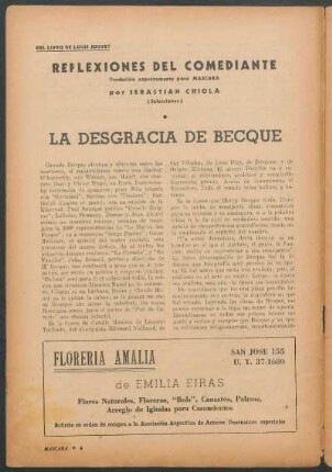 Reflexiones del comediante : La desgracia de becque