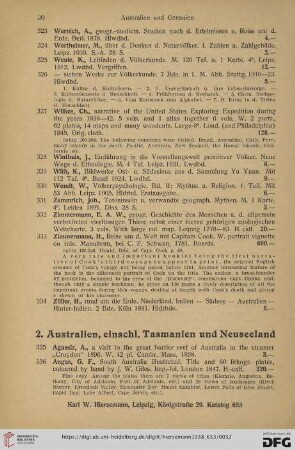 2. Australien, einschl. Tasmanien und Neuseeland (Nr. 335 - 502)