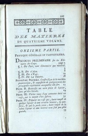 Table des Matieres du Quatrieme Volume.