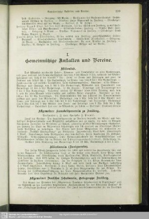I. Gemeinnützige Anstalten und Vereine