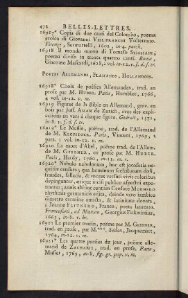472-488, Poetes Allemands, Flamands, Hollandois - Fables et Apologues