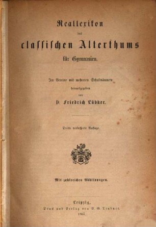 Reallexikon des classischen Alterthums für Gymnasien