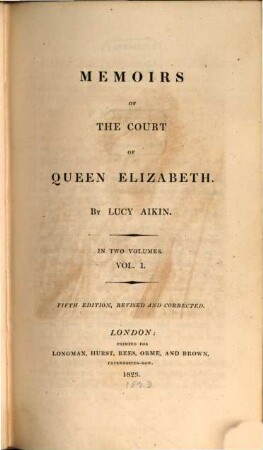 Memoirs of the court of Queen Elizabeth : in two volumes, 1