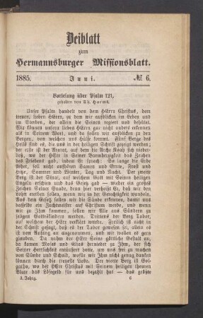 Beiblatt. N° 6. Juni. 1885