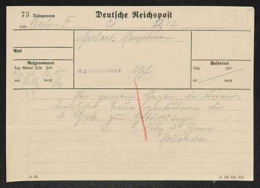Brief von Felix Hollaender an Gerhart Hauptmann