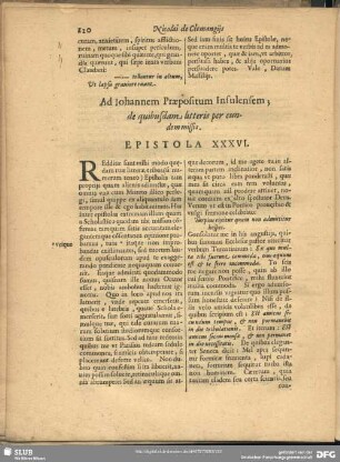 Ad Johannem Praepositum Insulensem; de quibusdam litteris per eundem missis. Epistola XXXVI.
