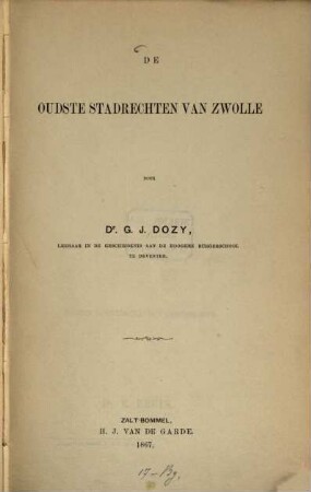 De oudste Stadrechten van Zwolle