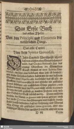 [Der erste Theil Dieses Chymischen Tractats, oder kurtzen Begriffs]